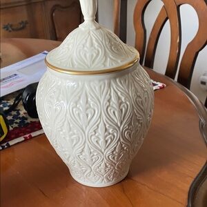 Lenox Elegant Cream Ceramic Jar with Lid
